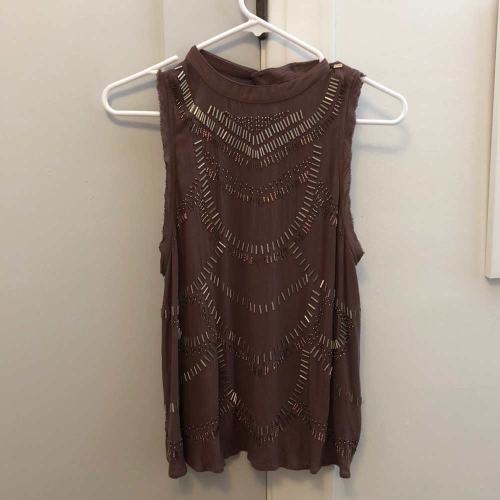 Embroidered backless tank